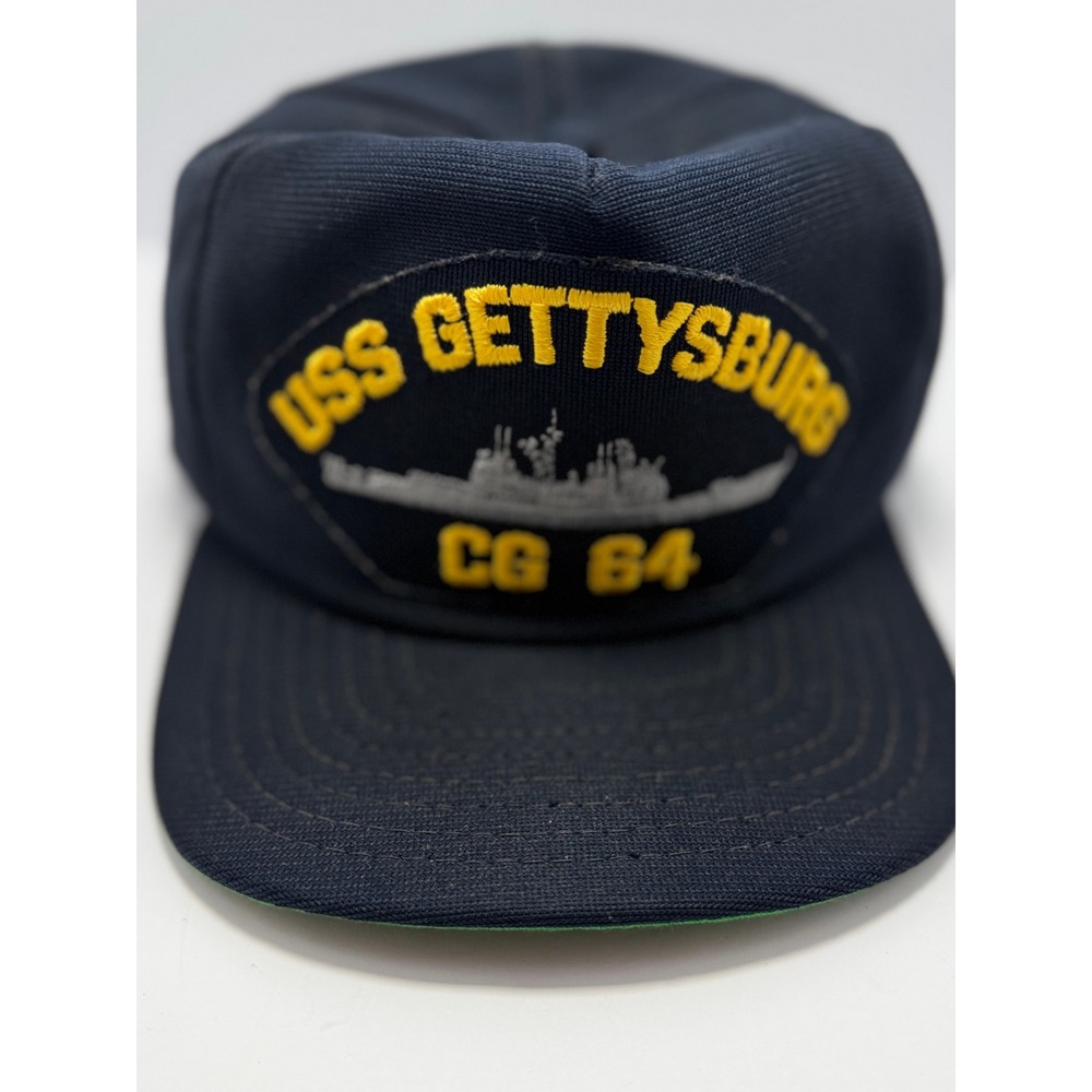 USS Gettysburg CG 64 Hat Mens Vintage Snapback Navy Blue USA Made